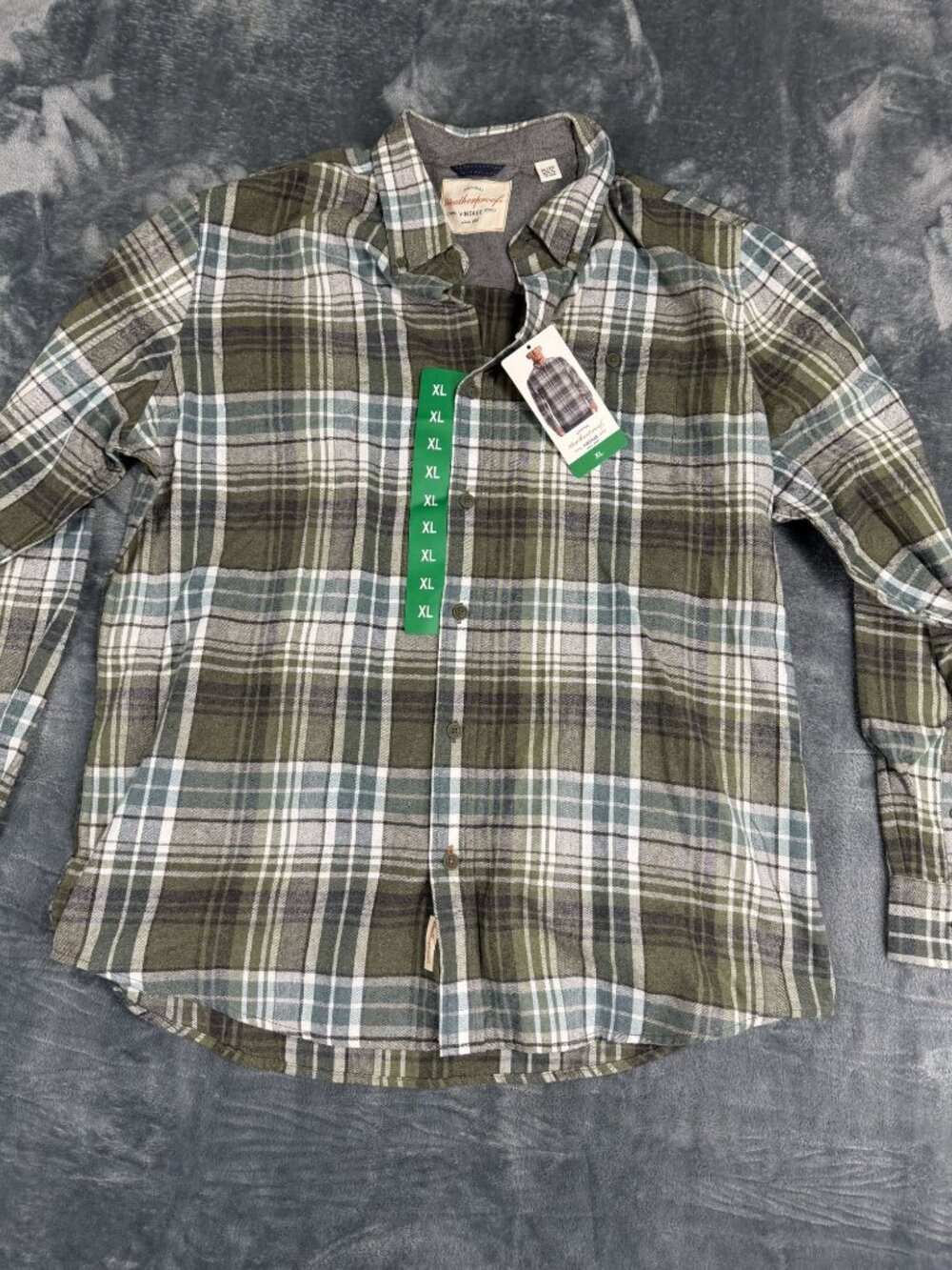 Weatherproof Vintage Mens Green Plaid Long Sleeve Flannel Shirt XL NWT